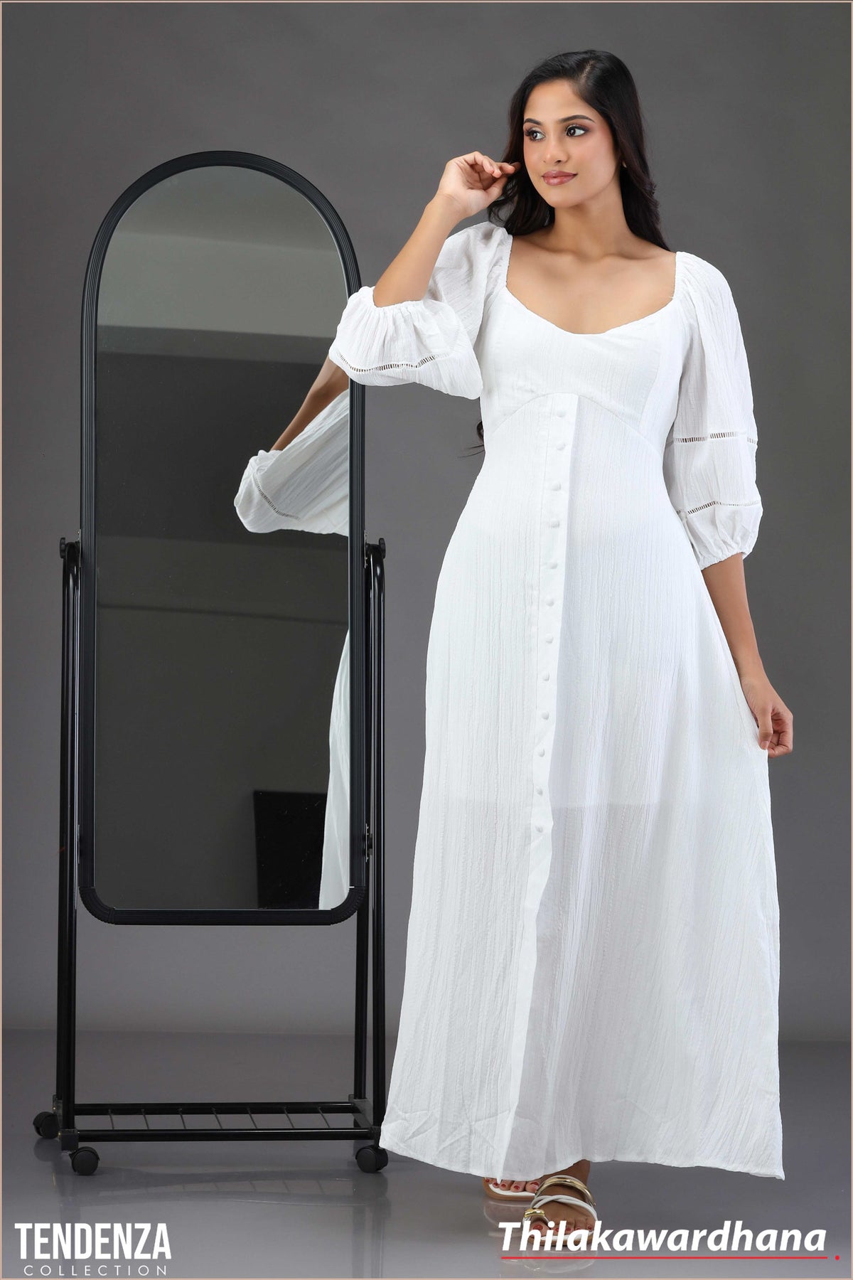 Textured Breeze White Maxi Dress