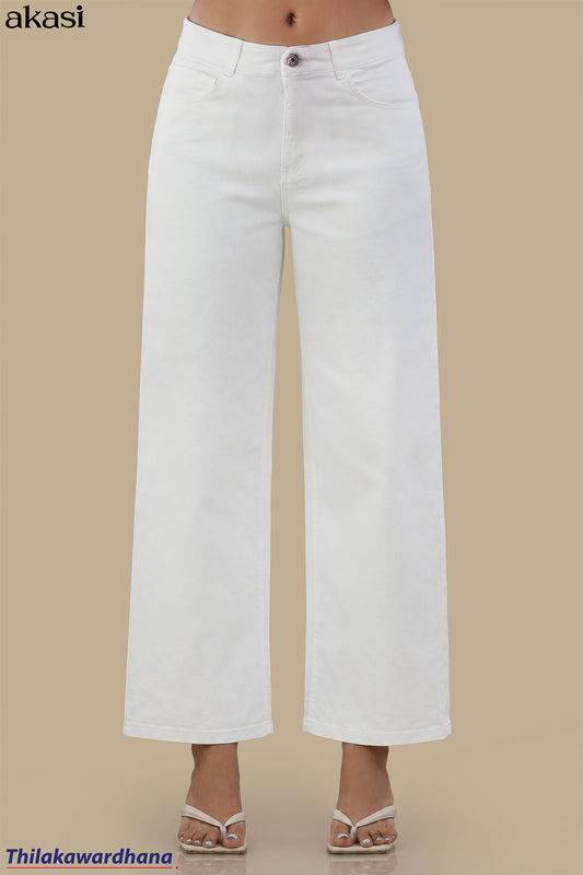 Mid Waist White Jean