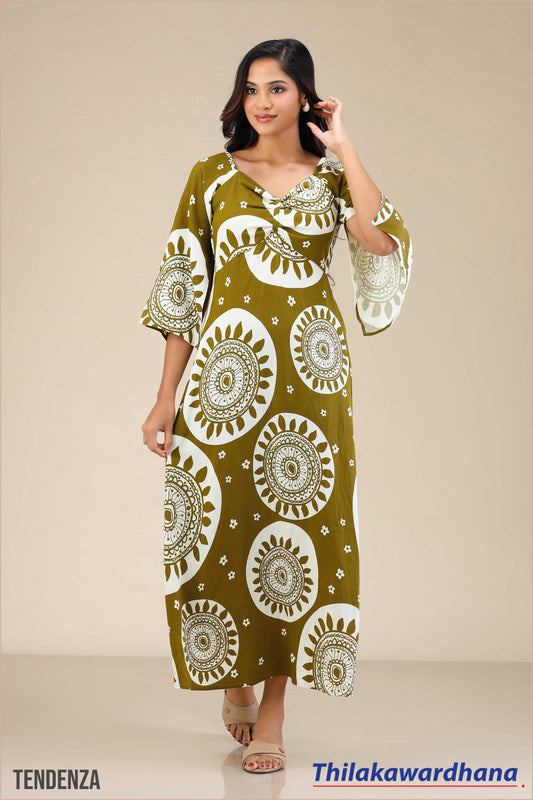 Tendenza V Neck Detailed Maxi Dress