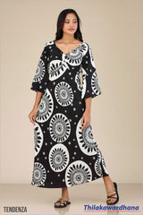 Tendenza V Neck Detailed Maxi Dress