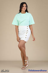 Akasi Button Detailed High Waist Skirt