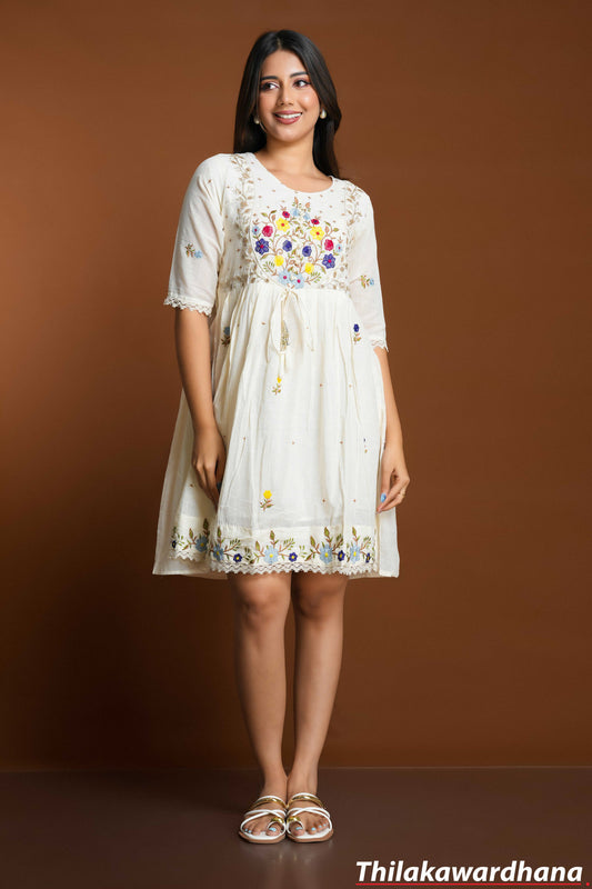 Embroidered Wildflower Pearl Dress