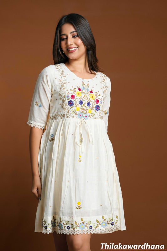 Embroidered Wildflower Pearl Dress