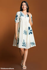 Ivory Garden Swing Embroidered Dress