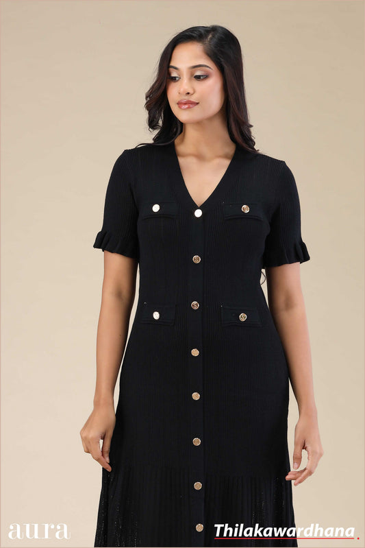Textured Knit Maxi Dress - Free Size