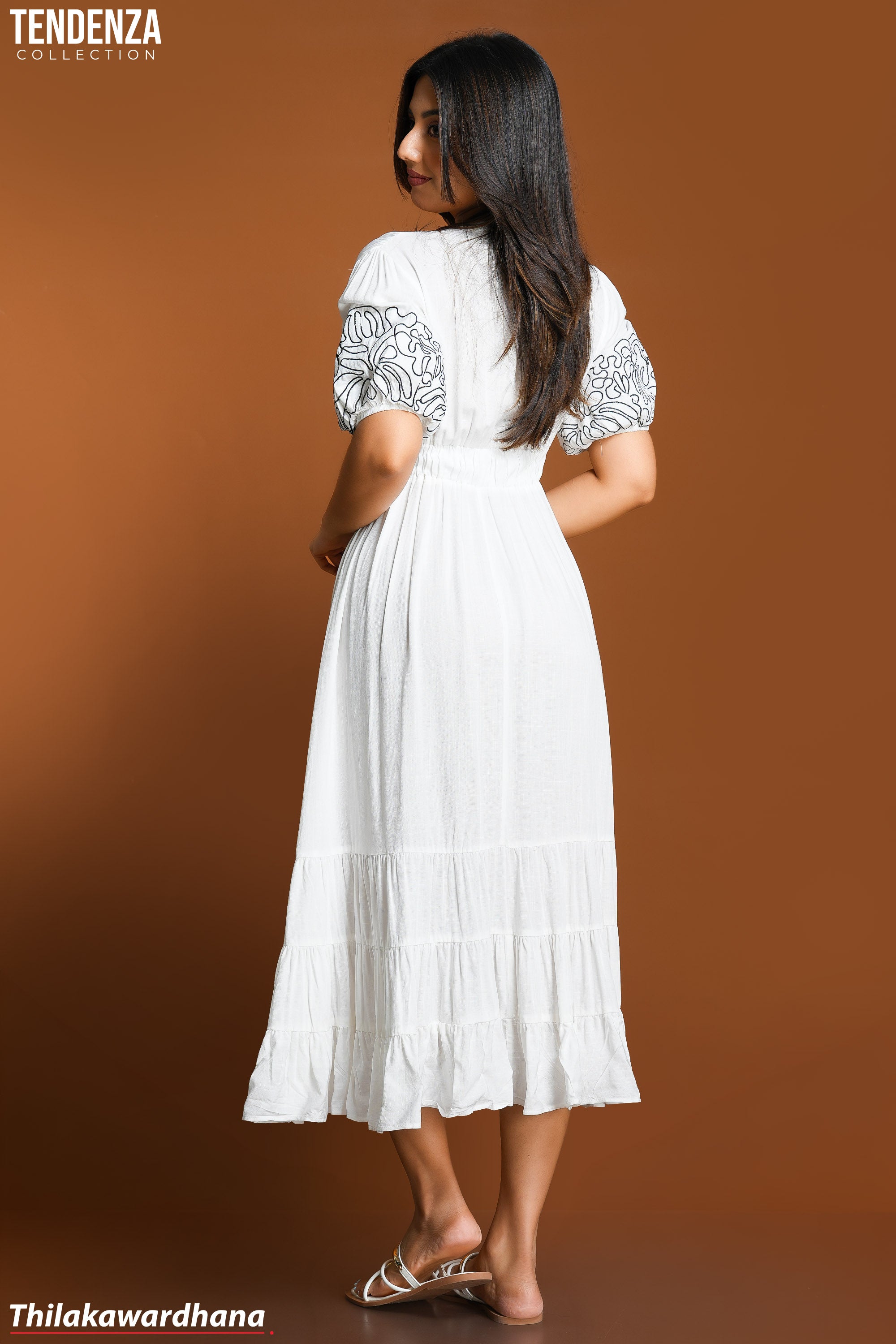 Tendenza Puff Sleeve Embroidered Dress Thilakawardhana Tendenza Puff Sleeve Embroidered Dress Thilakawardhana