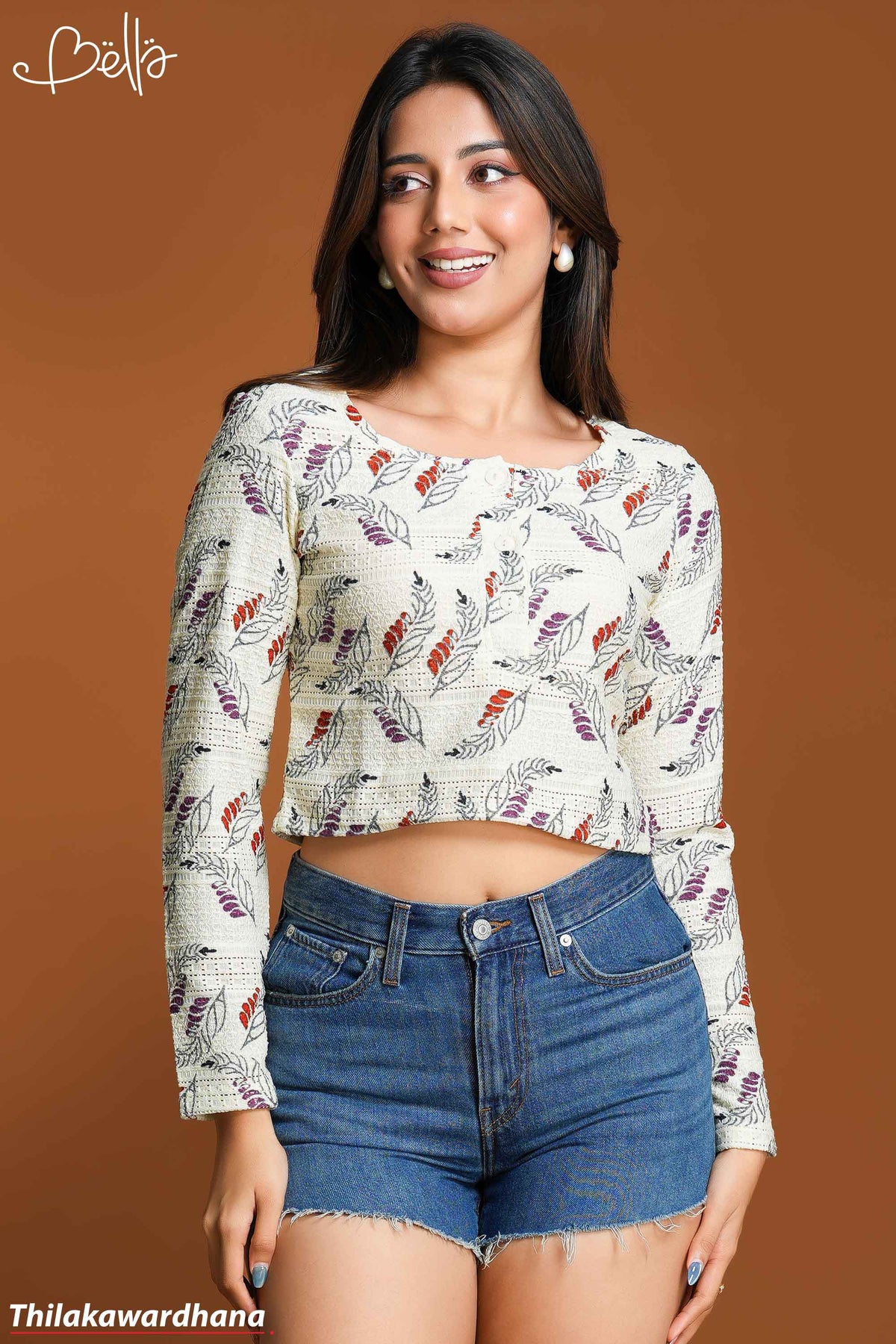 Bella Ivory Leaf Knit Top