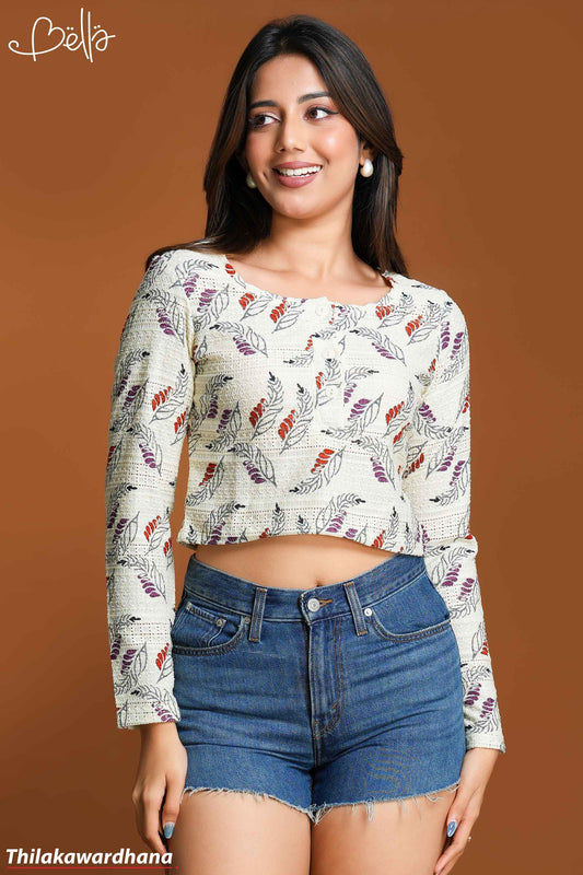 Bella Ivory Leaf Knit Top