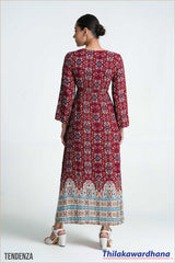 Tendenza Boho Long Sleeve Maxi Dress
