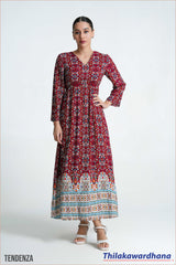 Tendenza Boho Long Sleeve Maxi Dress
