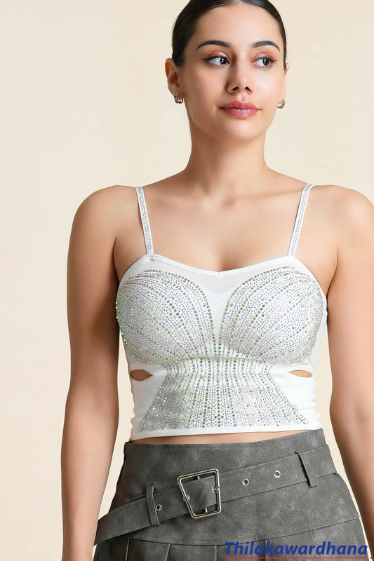 Crystal Embellished Cami Top - Free Size