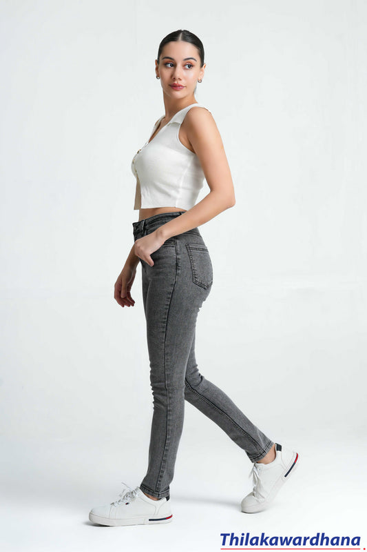 Mid Waist Light Washed Jean