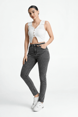Mid Waist Light Washed Jean