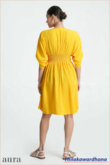 Aura Ruched Sleeve Smocked Dress