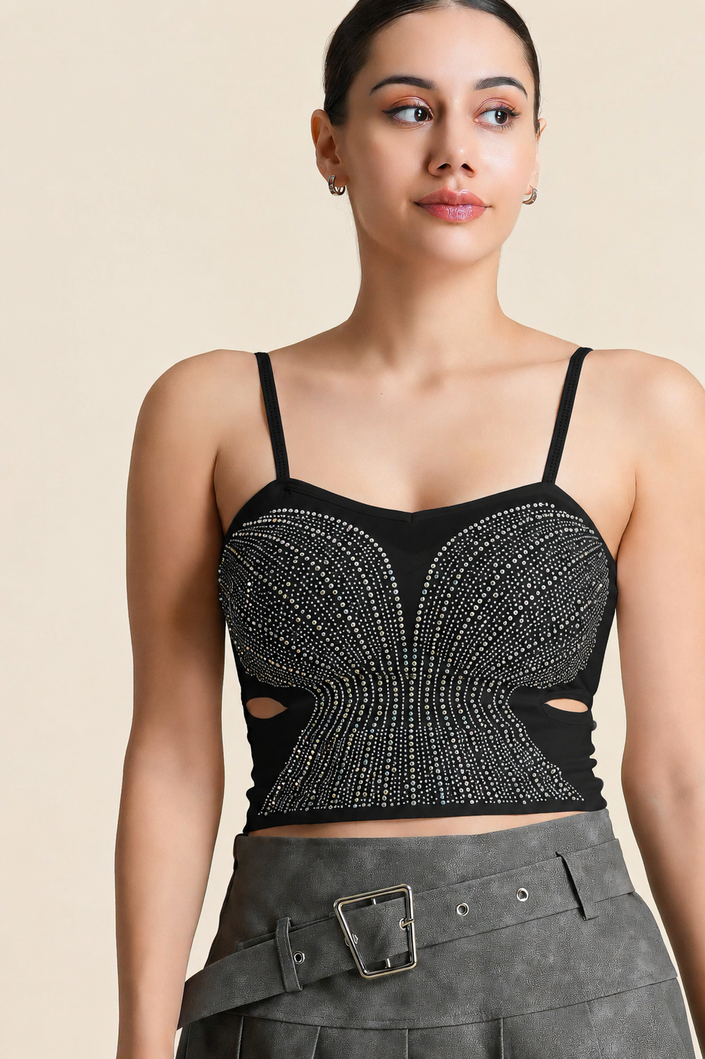 Crystal Embellished Cami Top - Free Size