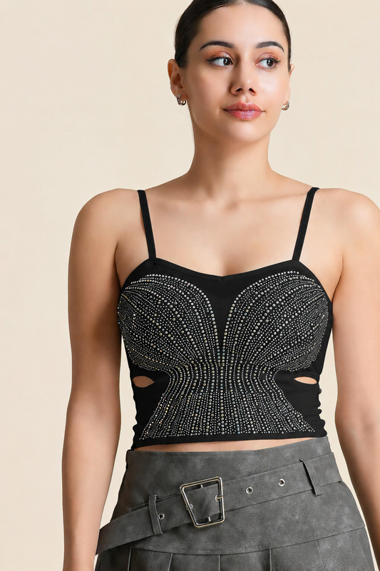 Crystal Embellished Cami Top - Free Size