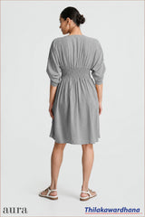 Aura Ruched Sleeve Smocked Dress