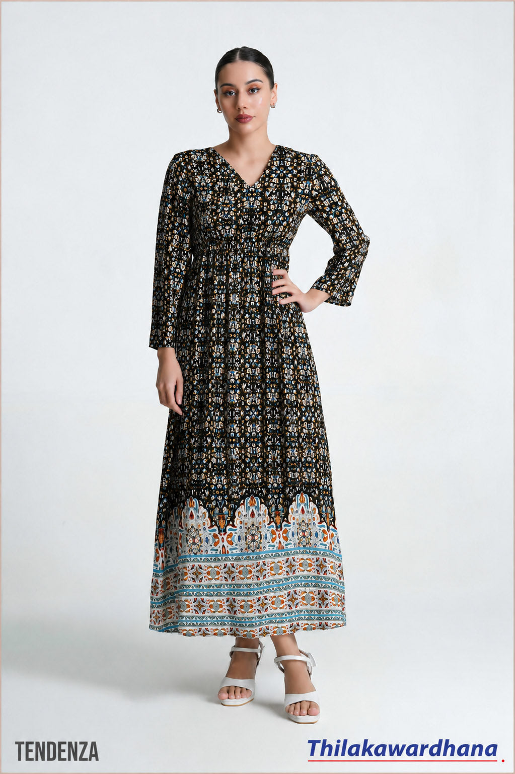 Tendenza Boho Long Sleeve Maxi Dress