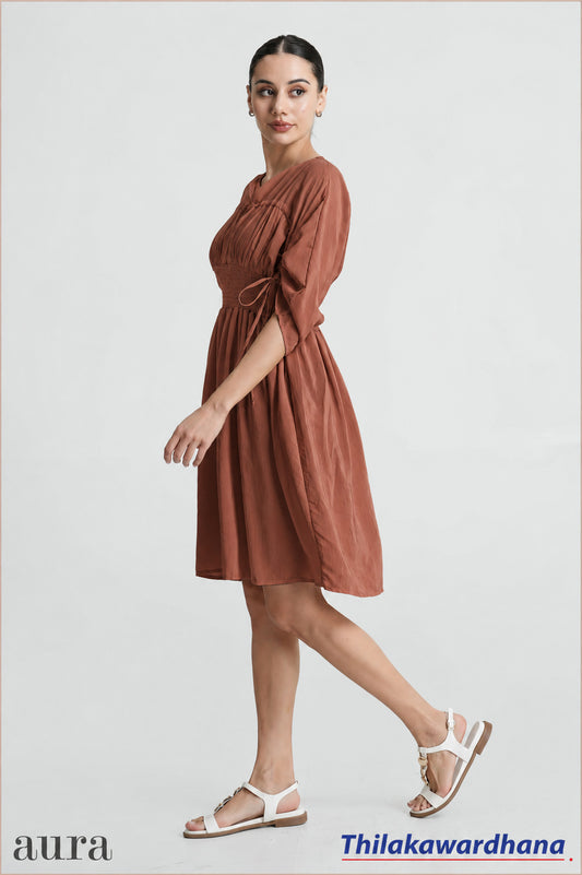 Aura Ruched Sleeve Smocked Dress