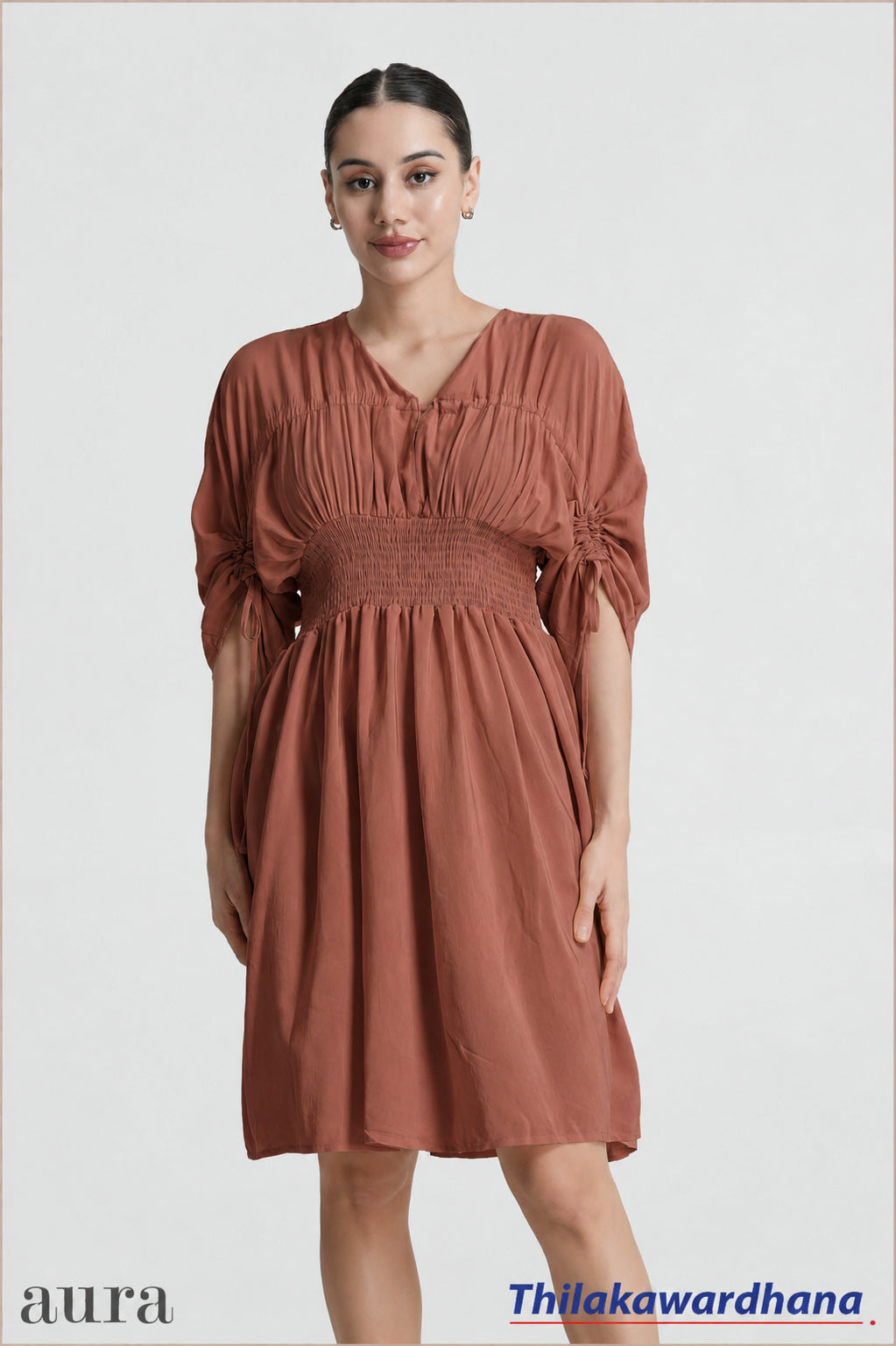 Aura Ruched Sleeve Smocked Dress