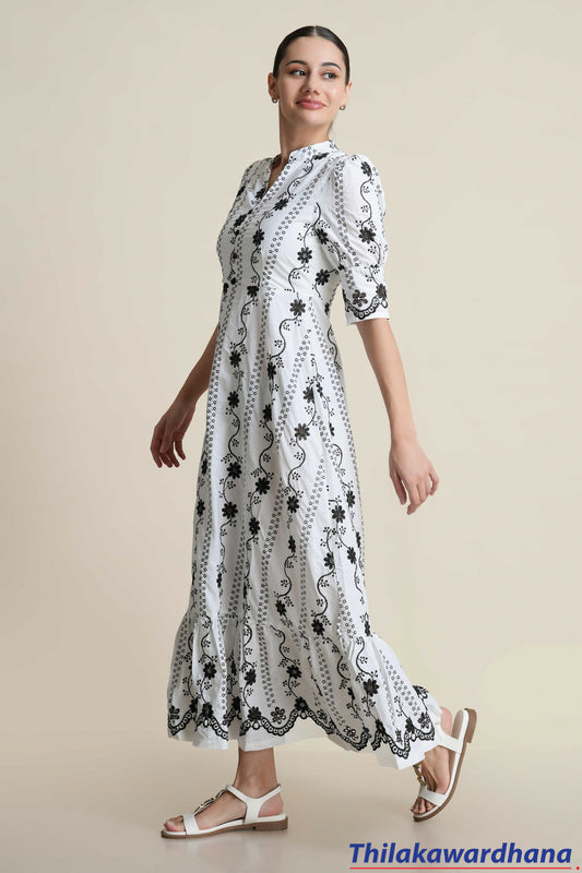 Aura Monroe Floral Embroidered Dress