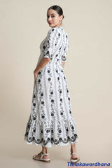 Aura Monroe Floral Embroidered Dress