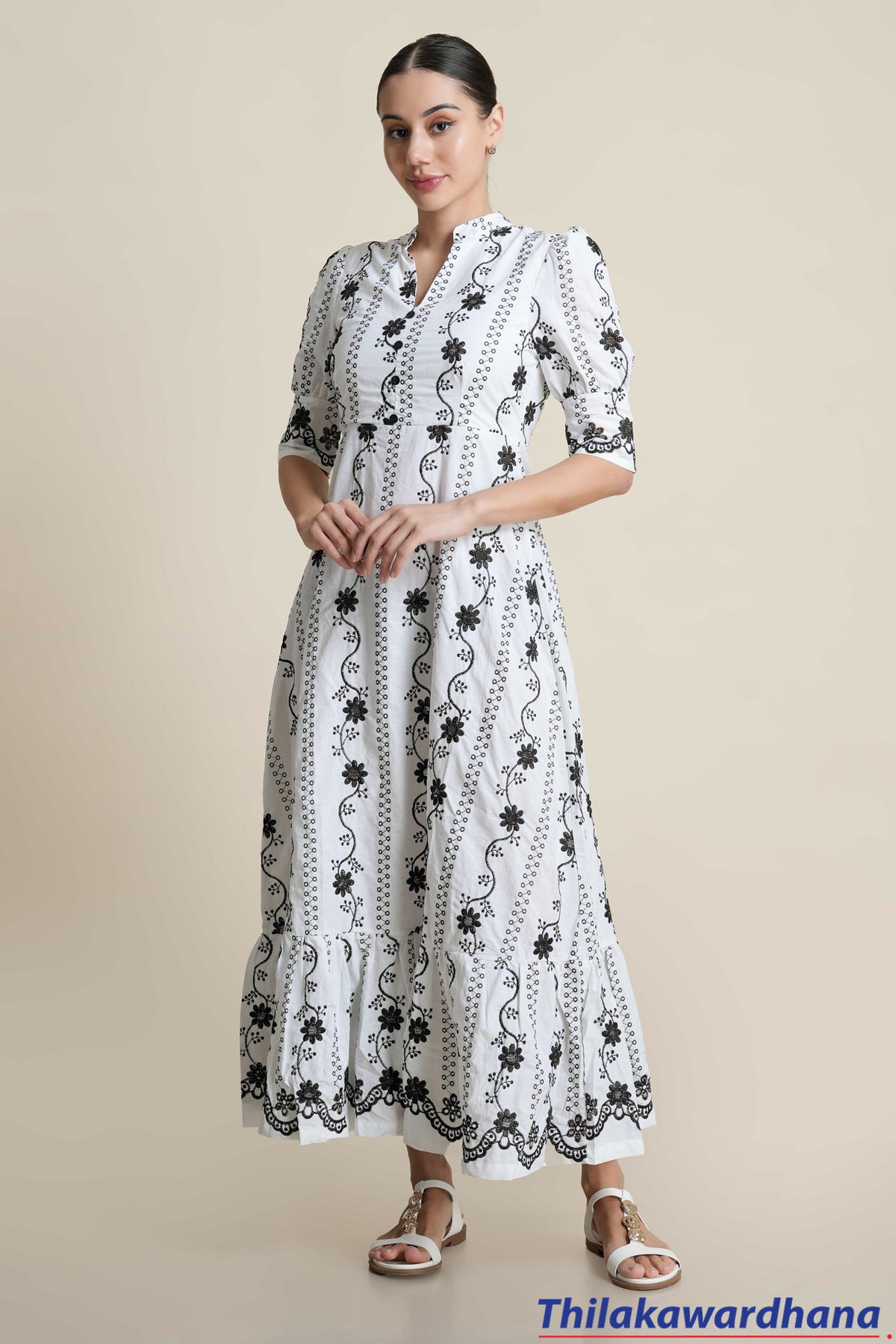 Aura Monroe Floral Embroidered Dress