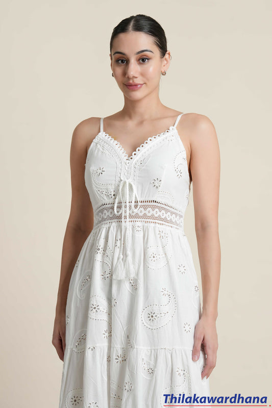 Elegant Ivory Heritage Maxi Dress
