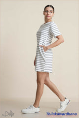Bella Stripe Printed T Shirt Dress