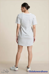 Bella Stripe Printed T Shirt Dress