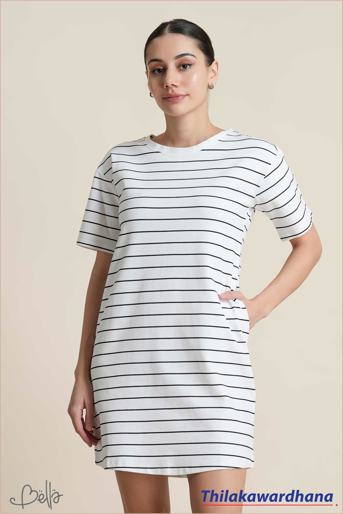Bella Stripe Printed T Shirt Dress