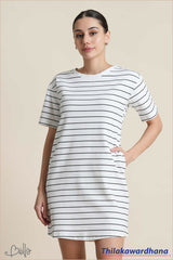 Bella Stripe Printed T Shirt Dress