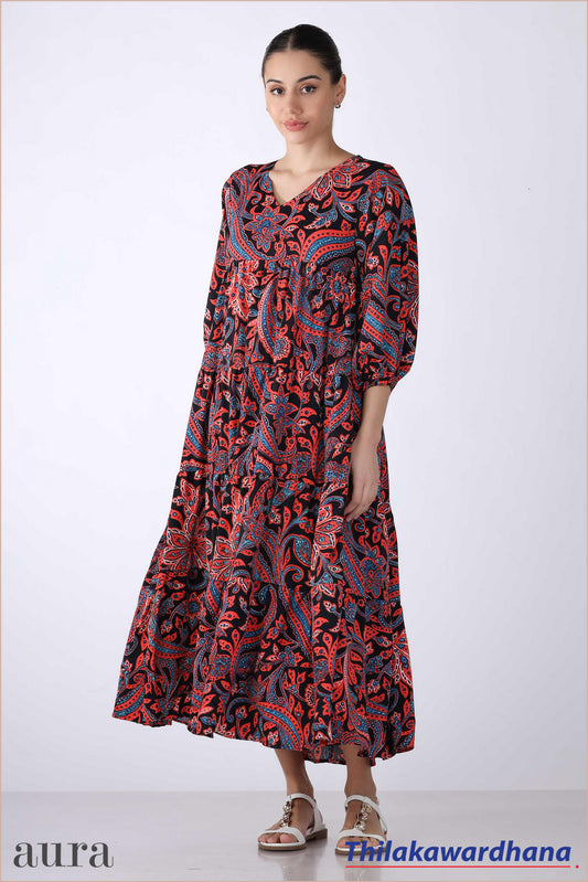 Aura Paisley Charm Maxi Dress