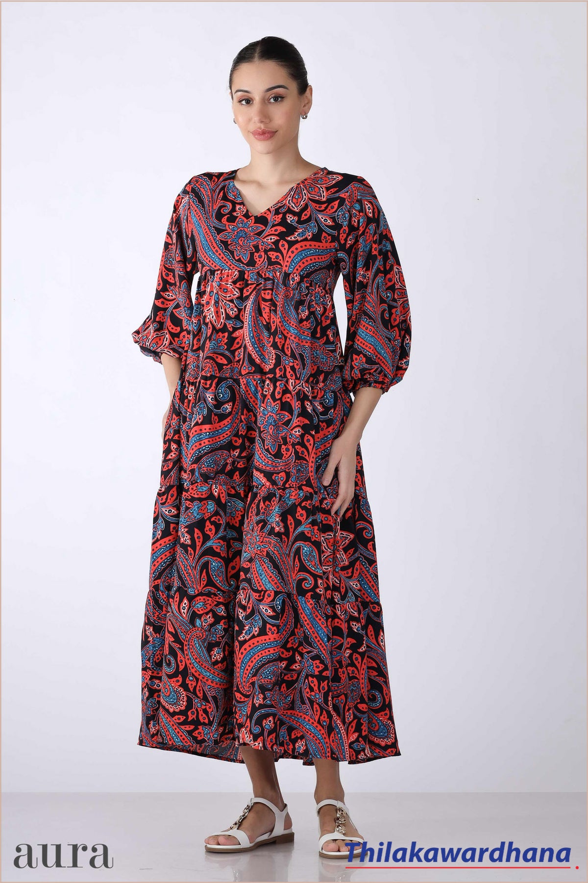 Aura Paisley Charm Maxi Dress