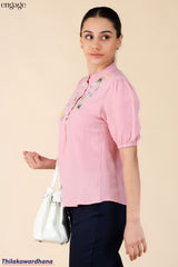 Engage Short Sleeve Embroidered Comfy Blouse