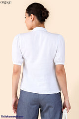 Engage Short Sleeve Embroidered Comfy Blouse
