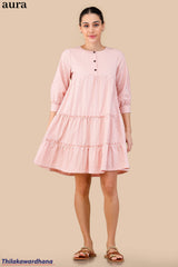 Aura Blush Check Tier Dress
