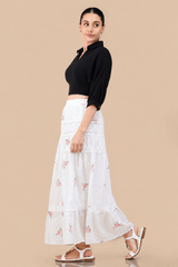 Floral Printed Lace Detailed Skirt