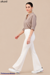 Akasi Ivory Textured Flare Pant