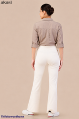 Akasi Ivory Textured Flare Pant