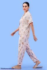 Printed 3pcs Pijama Kit - Free Size