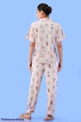 Printed 3pcs Pijama Kit - Free Size