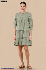 Aura Blush Check Tier Dress
