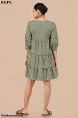 Aura Blush Check Tier Dress