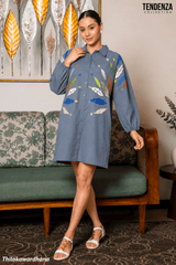 Tendenza Embroidered Shirt Dress