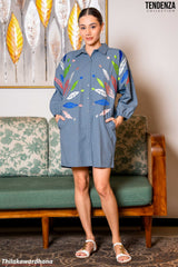 Tendenza Embroidered Shirt Dress