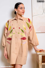 Tendenza Embroidered Shirt Dress