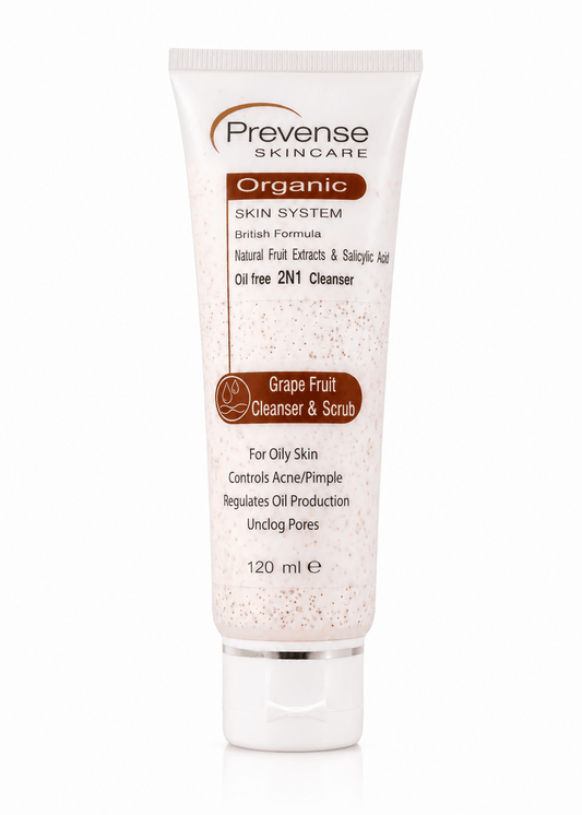 Prevense Grape fruit Cleanser & Scrub For Oily Skin - 120ml