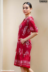 Tendenza V Neck Tiered Midi Dress