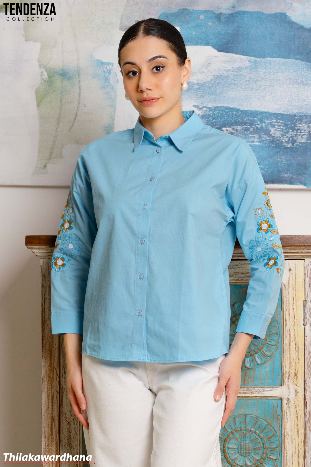 Tendenza Maxime Dusty Embroidered Top